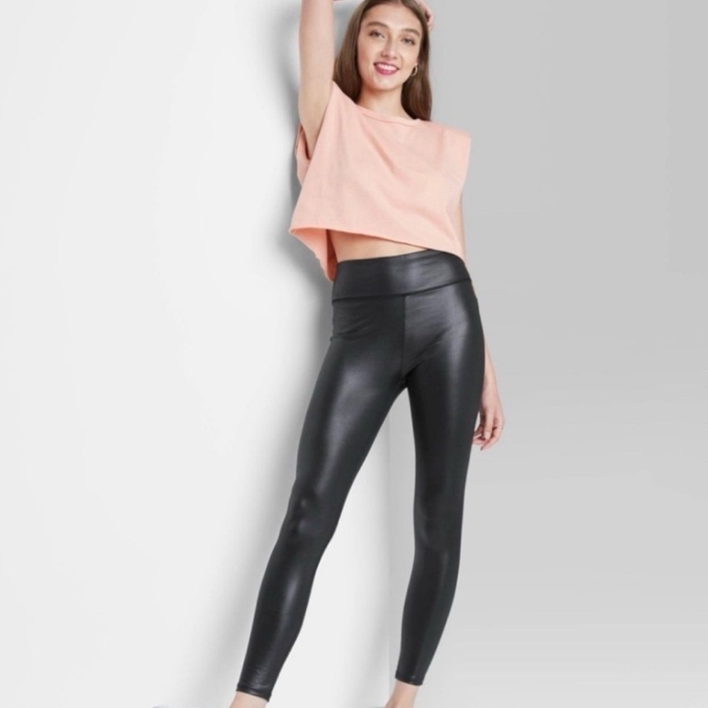 Wild Fable Leggings Black Faux Leather Size-XL NWT